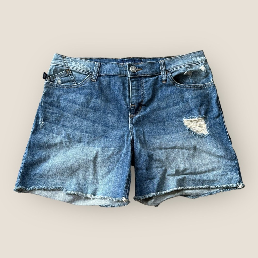 Rock & Republic Womens Distressed Denim Shorts W/ Frayed Hem Bumpershoot Size 12