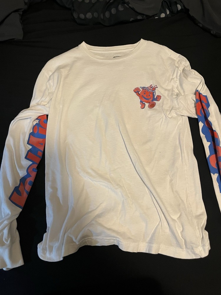 VINTAGE Kraft Men's Kool-Aid White Long Sleeve T-Shirt MEDIUM SIZE