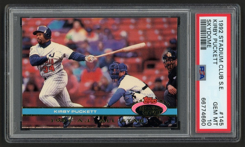 1992 Stadium Club SE Kirby Puckett #145 Skydome Twins HOF PSA 10 Gem Mint Card