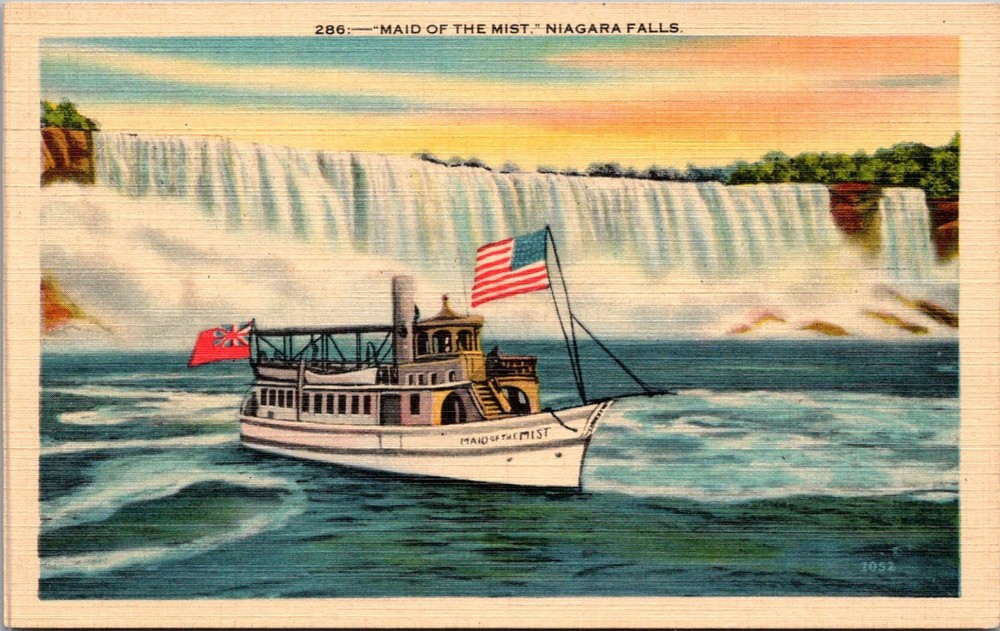 Vintage Niagara Falls Linen Postcard Maid of the Mist Boat New York NY
