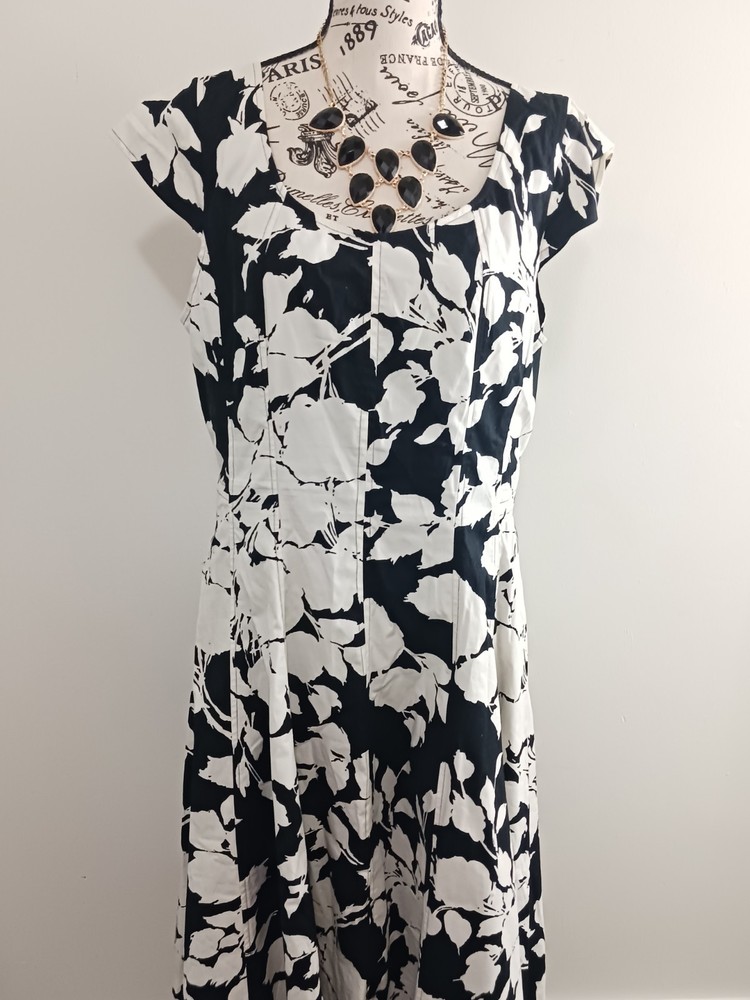 Talbots Black White Shift Dress Womens Casual Black White Dress 14