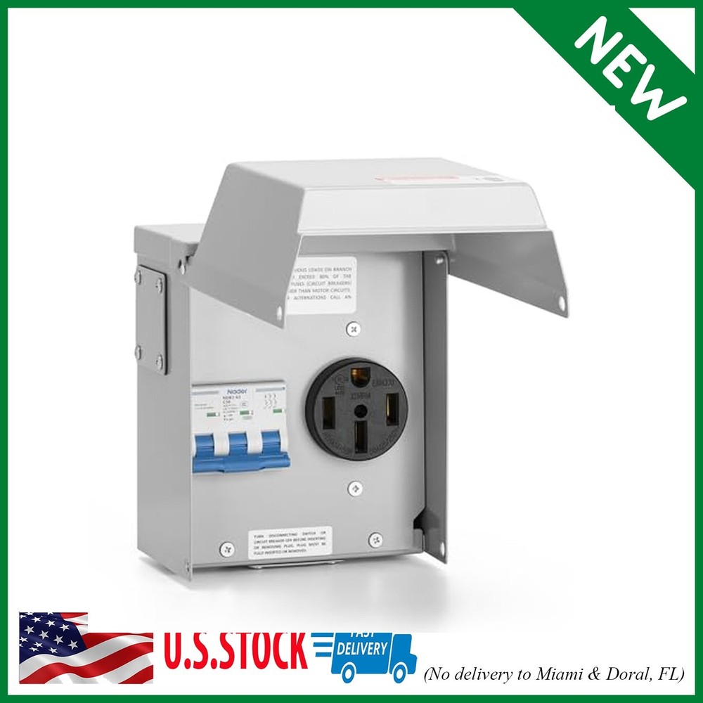 50 Amp Temporary RV Power Outlet with Breaker, Briidea Outdoor Breaker Box with