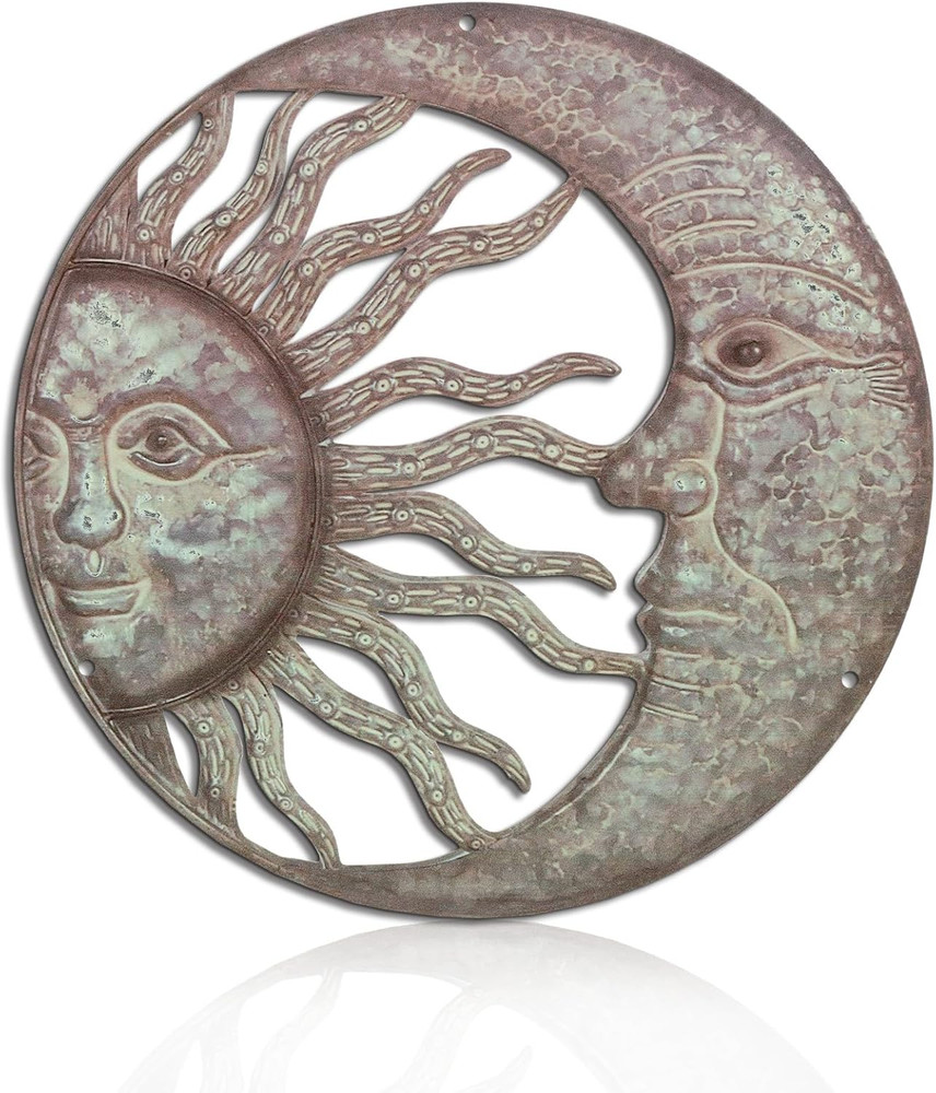 Kercan Outdoor Metal Wall Art 2D Sun and Moon Decor Hanging for Indoor Outdoor P
