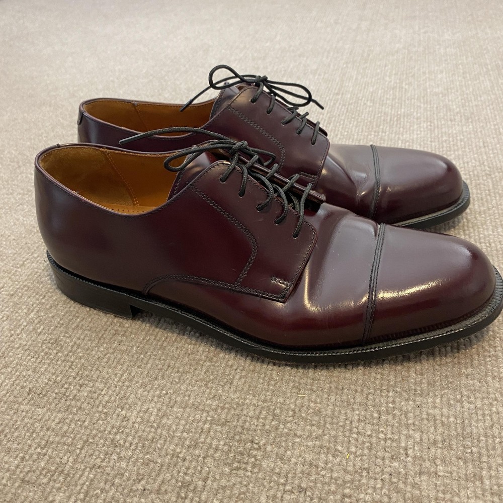 Cole Haan City Shoes Mens Size 9.5 D Burgundy Leather Cap Toe Dress Derby 861347