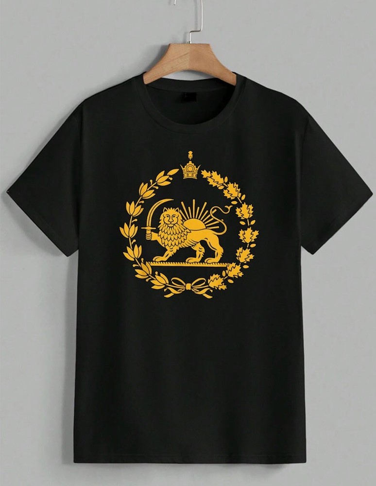 Persian Lion And Sun T-Shirt Iran Shir O Khorshid Flag Emblem Graphic Tee Unisex