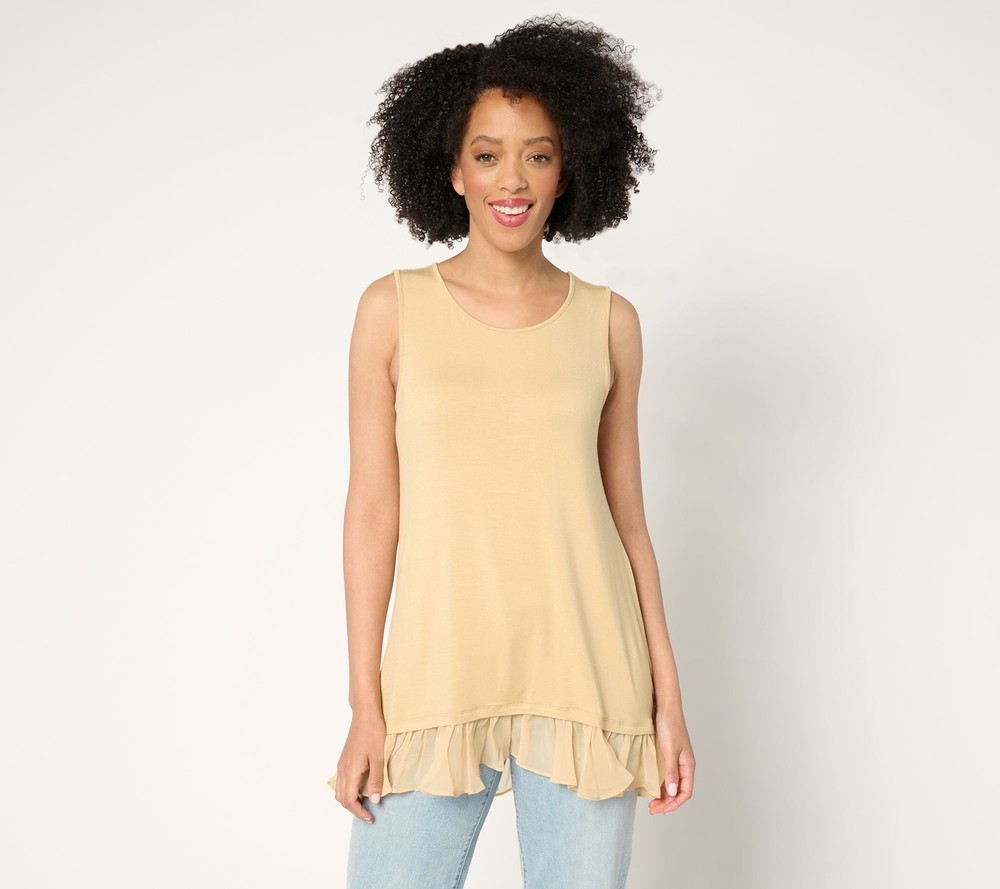 LOGO by Lori Goldstein® Women's Top Sz 2XS (XXS) Knit Tank with Yellow A683848