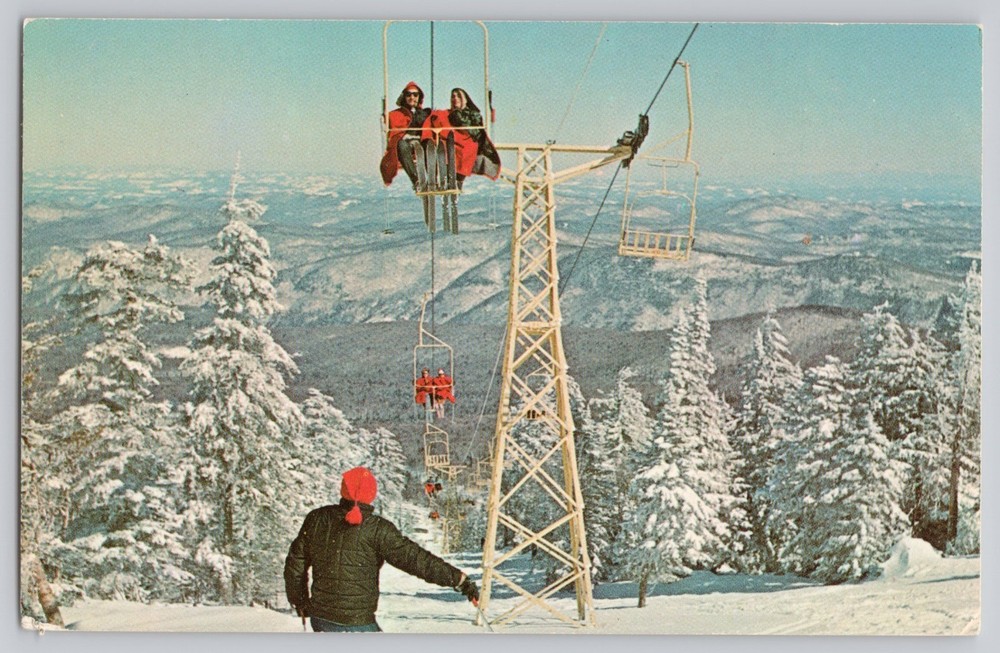 Killington Ski Resort Vermont Skiing Chairlift Vintage Postcard
