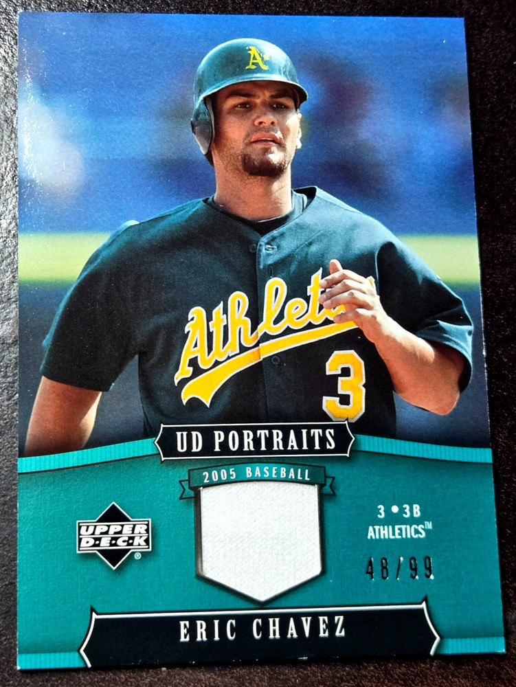 2005 UD Portraits Eric Chavez Jersey Game Used Patch 48/99 #71 Upper Deck