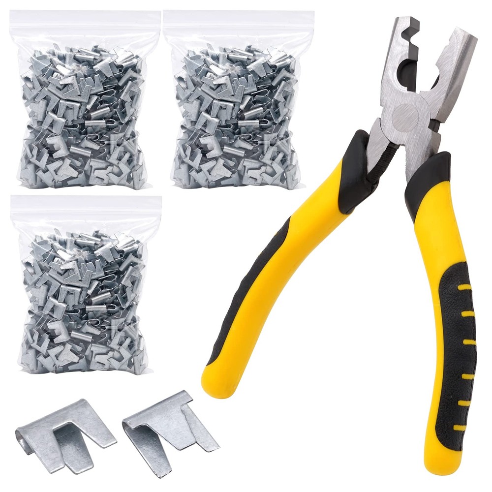 900pcs Rabbit Cage Clips with Hog Rings Pliers and Fence Tool Set