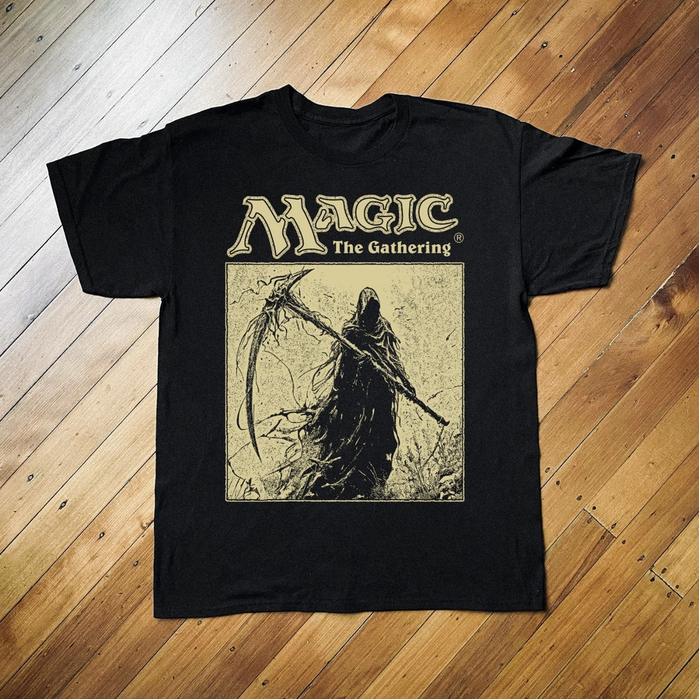 Retro Magic The Gathering Grim Reaper T-Shirt Fantasy Game Graphic Tee S-5XL