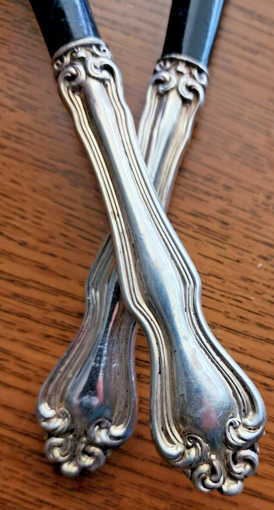 Vintage Westmorlane Sterling Silver Salad Servers with Bakelite Handle Elegant Retro Tableware