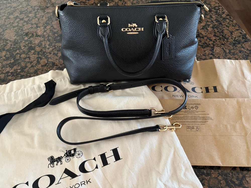 Coach Georgia Satchel in Black Pebble Leather - Stylish & Timeless