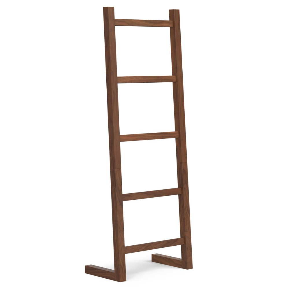 Bray Solid Acacia Wood Contemporary Bath Towel and Blanket Ladder Shelf, 23 i...