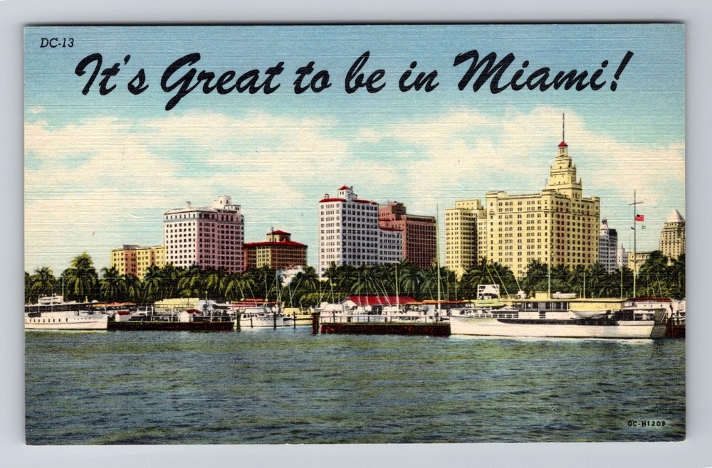 Miami FL-Florida Scenic Waterfront Standard Old Card View PC Vintage Postcard