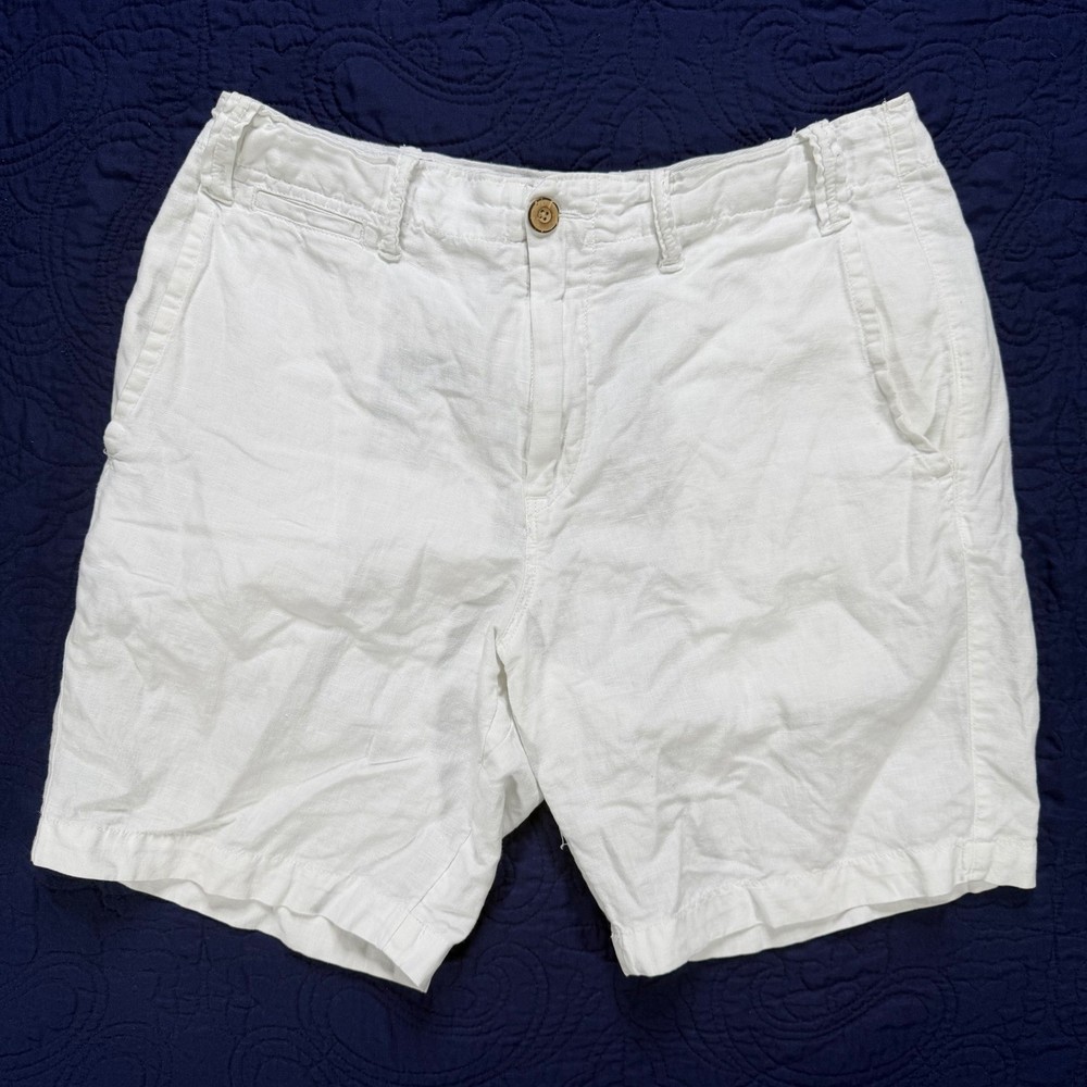 Polo Ralph Lauren Mens White Linen Cotton Classic Fit Shorts Size 30 Nautical