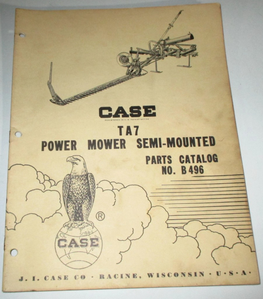 Case TA7 Semi Mounted Power Mower Parts Catalog Manual Book 12-58 ORIGINAL!