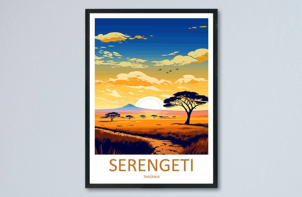Serengeti Travel Print Wall Art Serengeti Wall Hanging Home Dcor Serengeti Gift