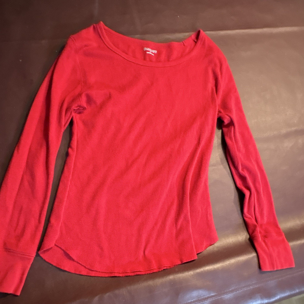 Old Navy Women's Red Solid Knit Long Sleeve Scoop Neck Pullover Top Size M