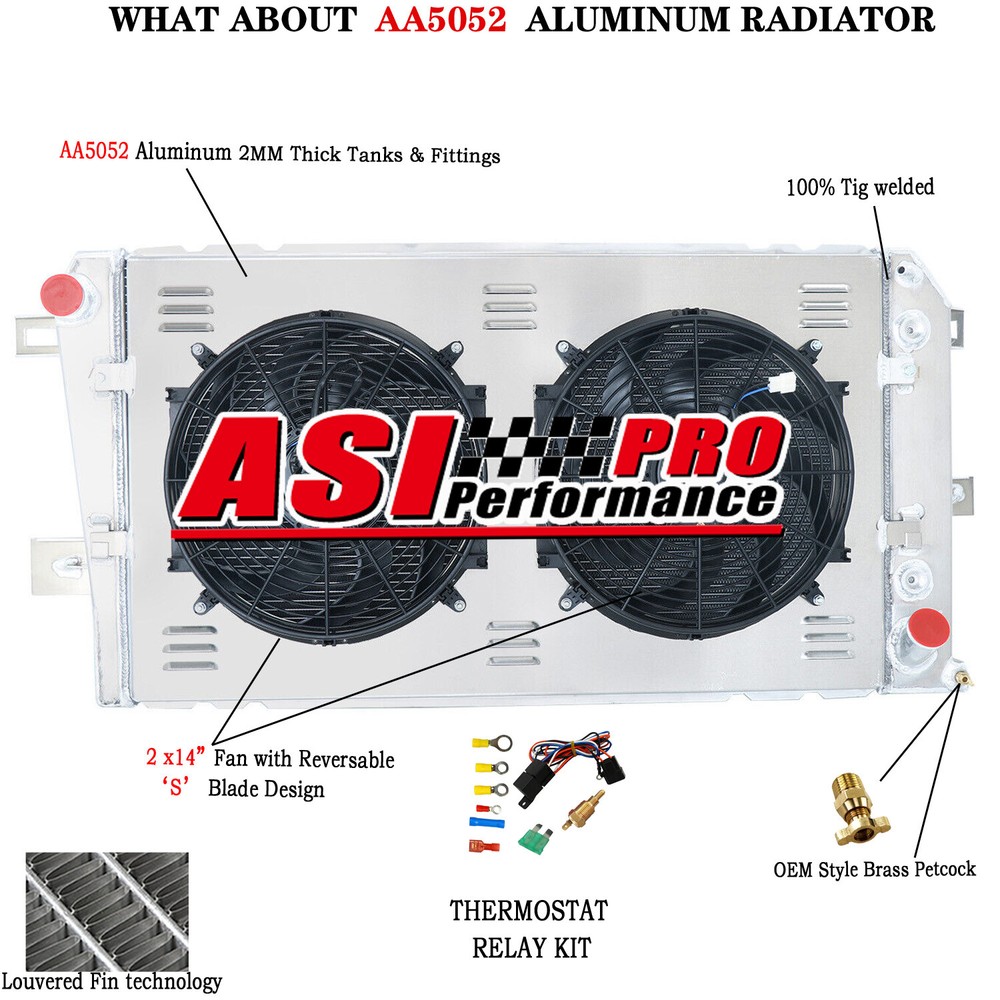 4Row Radiator+Shroud Fan Fit 01-05 Chevy Silverado&GMC Sierra 2500,3500 HD 6.6L