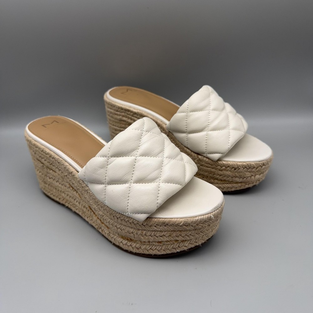 Marc Fisher Shoes Womens Size 8 White MLVELIA Wedge Espadrille Sandals Heels