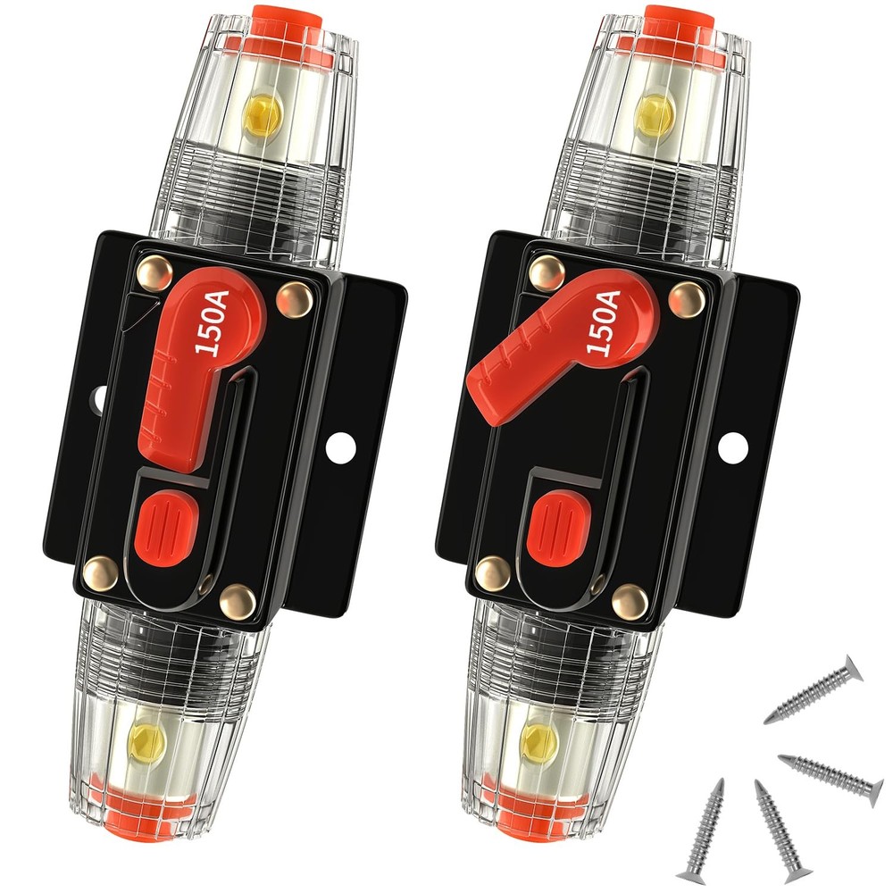150 Amp Manual Reset Circuit Breaker DC 12-48V Waterproof Inline Fuse Holder,...