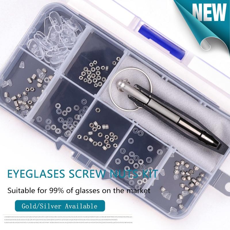 Eyeglass Glasses Repair Kit Screws Nuts Washers Tweezer Sunglasses Watch Fixing