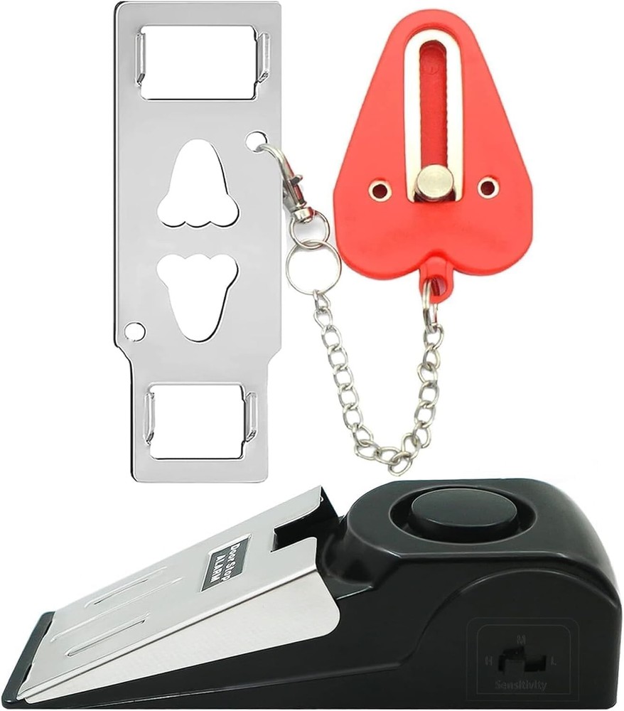 Portable Door Lock and Stop Alarm Set for Enhanced Home Security  