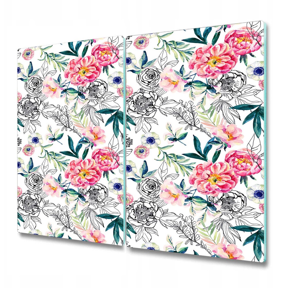 Glass Chopping Cutting Board Abstract Spring | Light Romantic Design | 2x30x52