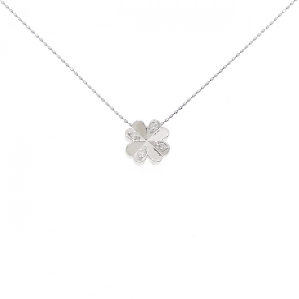 PT900 PT850 Clover Diamond Necklace 0.13CT Authentic Luxury Jewelry