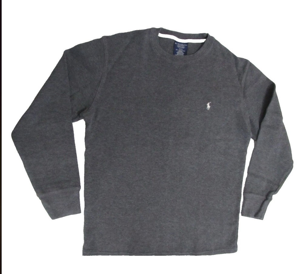 Polo Ralph Lauren Men's Thermal Long Sleeve Waffle Knit Shirt, Size XL (Gray)