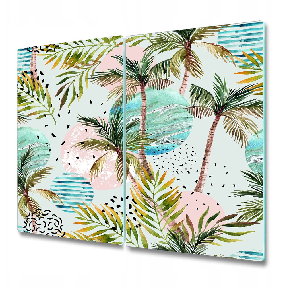 Glass Kitchen Chopping Board Abstract Summertime | Hawaii Palm Trees | | 2x30x52-image