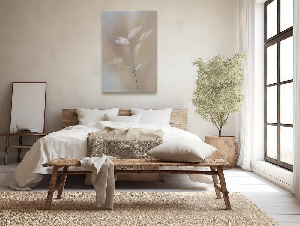 Abstract Plant With Leaves Minimalist Wall Art Canvas Unframed Print Art-image