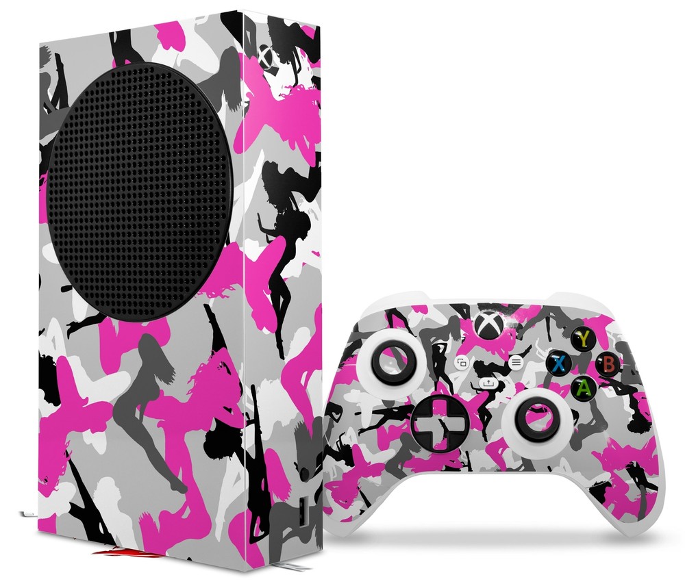Skins XBOX Series S Console Controller Sexy Girl Silhouette Camo Hot Pink