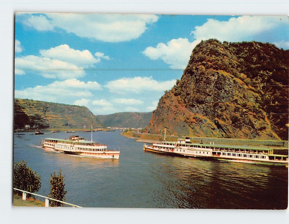 Postcard Lorelei Rock Formation on the Rhine River in Germany