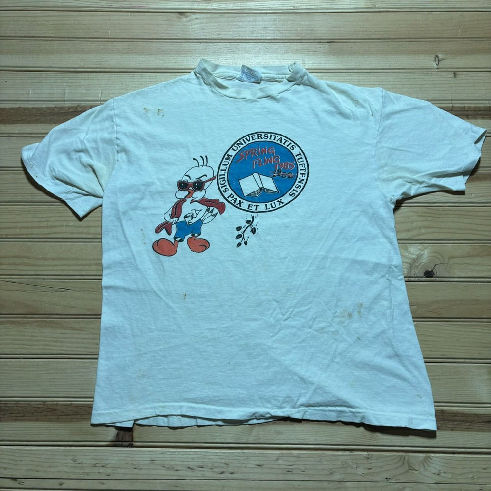 Vintage 80s 1985 Tufts University Spring Fling Party Bird Tweety Shirt Size XL
