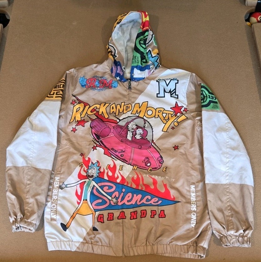 Rick And Morty Lightweight Windbreaker Jacket Members Only Jacket Size Medium