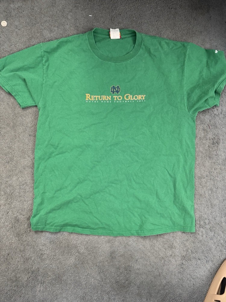 Vintage Y2K Notre Dame Fighting Irish Return To Glory 2002 Shirt Green Men’s XL