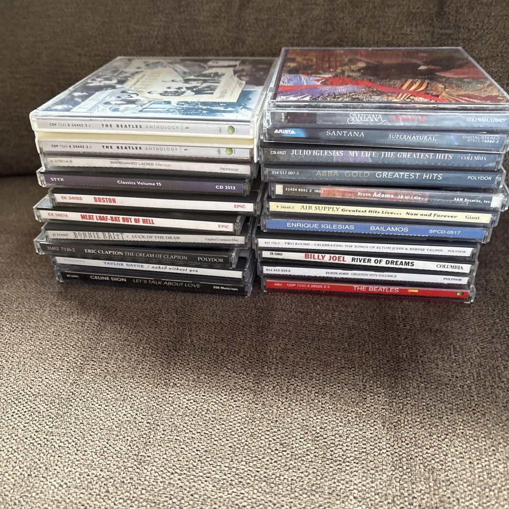 Lot Of 20 Classic Rock CDs, Used Beatles, Meatloaf Santana, Boston, Elton John,