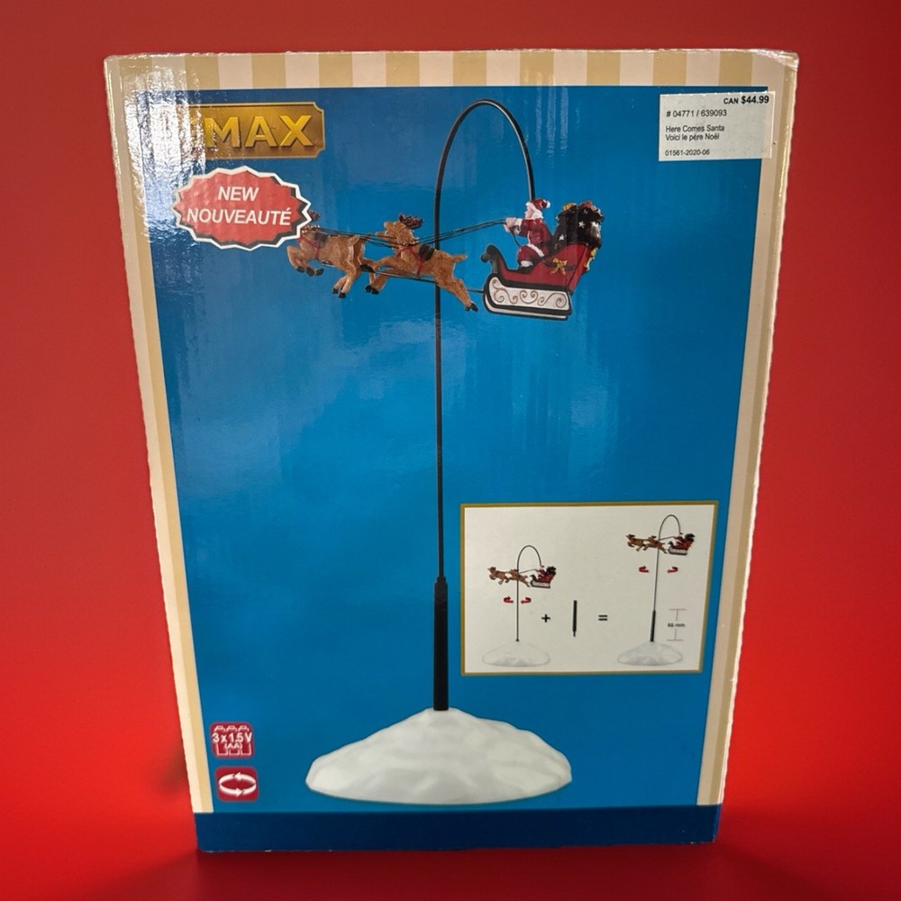 LEMAX Christmas Village Santa Sleigh & Reindeer Rotating Holiday Decor  