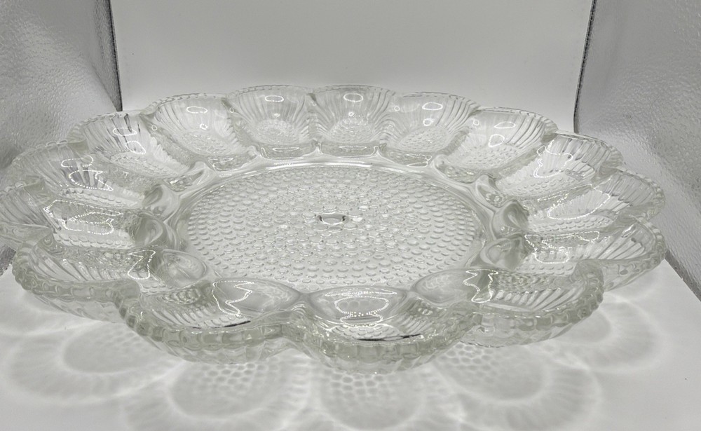 Vintage Indiana Glass Hobnail Crystal Plate Deviled Egg Relish 11