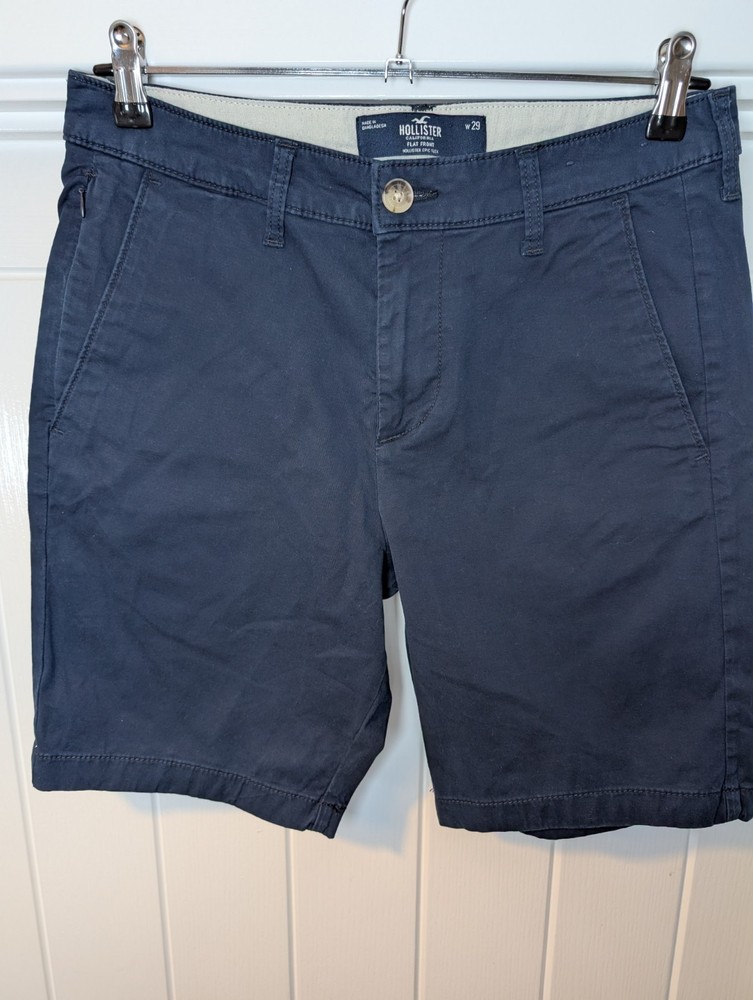 Men's HOLLISTER Navy Chino Shorts W29 Epic Flex Flat Front Summer Casual Slim