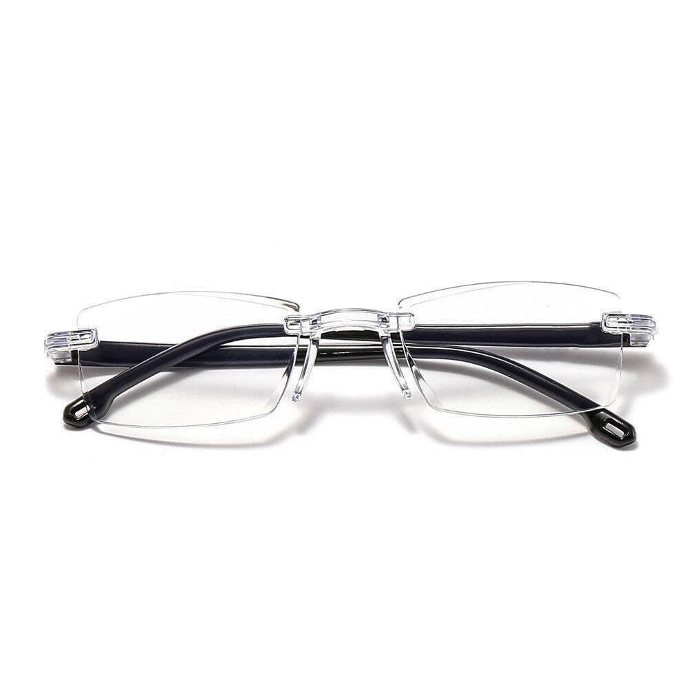 Comfortable Unisex Reading Glasses with Diamond-Cut Edges, No Frame, Transparent