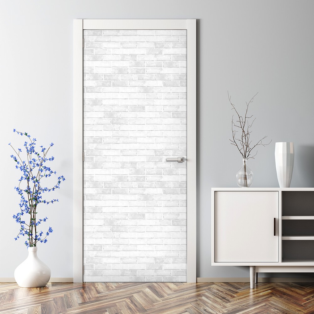 White brick self-adhesive bubble-free reusable door wallpaper decal