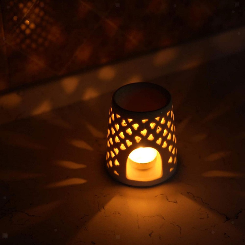 Hollow Pottery Wax Melt Warmer for Home Bedroom Living Room Decor