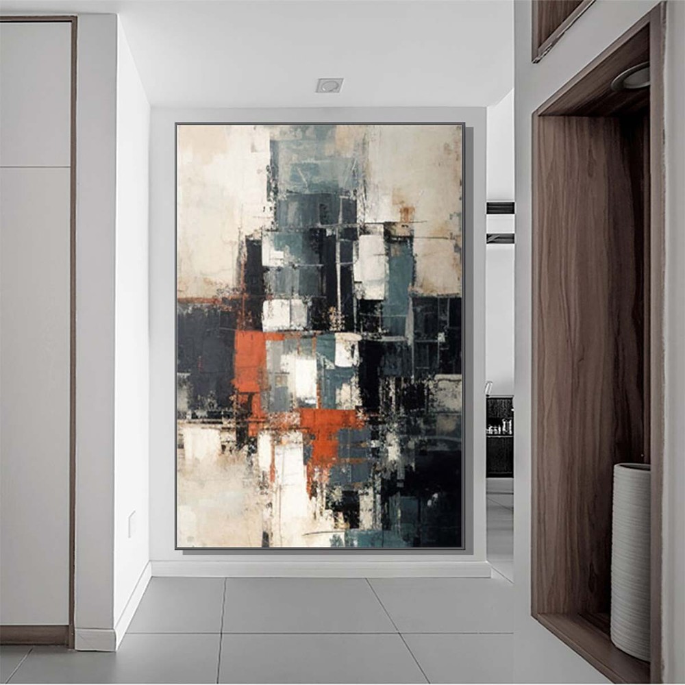 Wall Art Canvas Painting White Hand Painted Decorative Painting Large Size Black