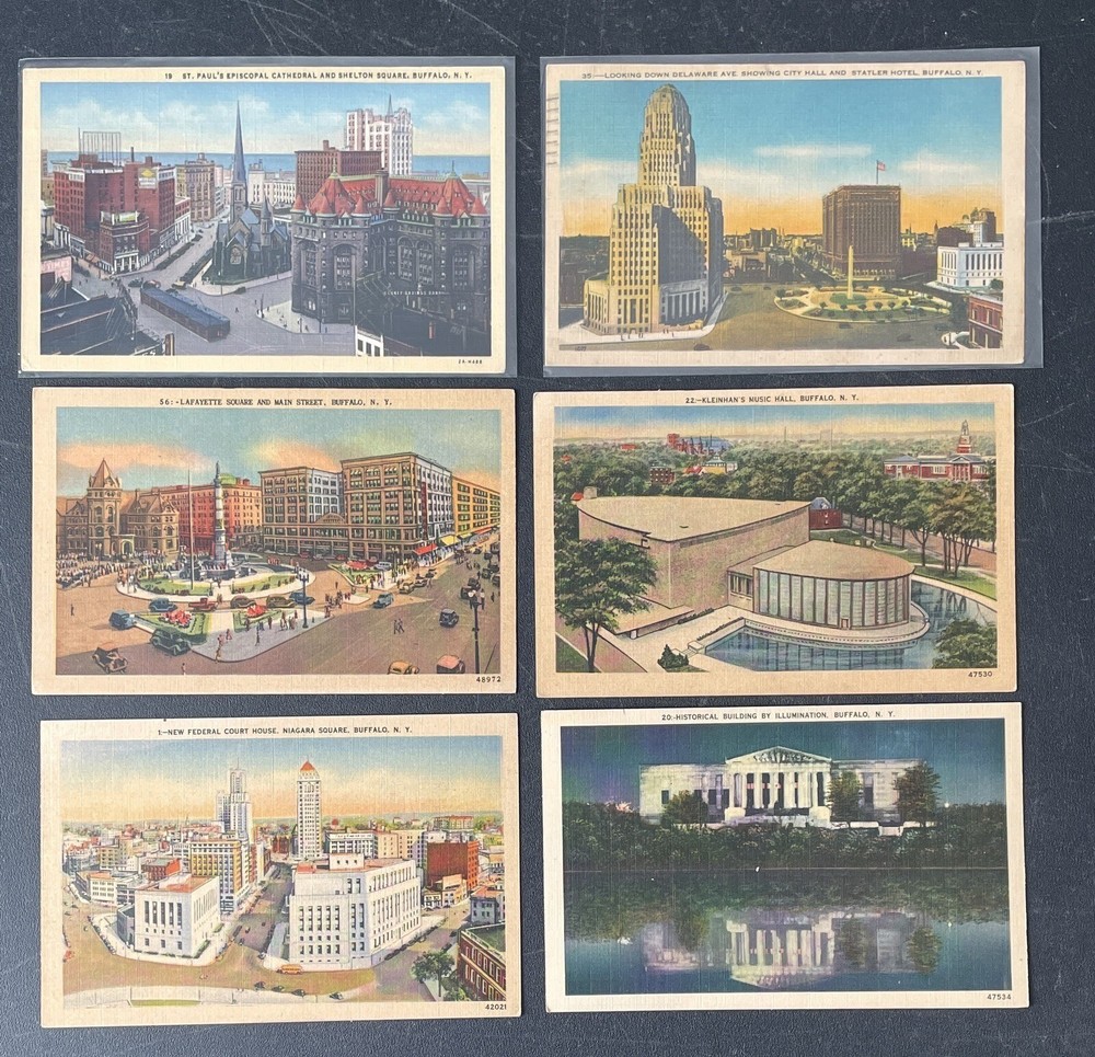 Buffalo NY Lot of 6 Linen Postcards New York