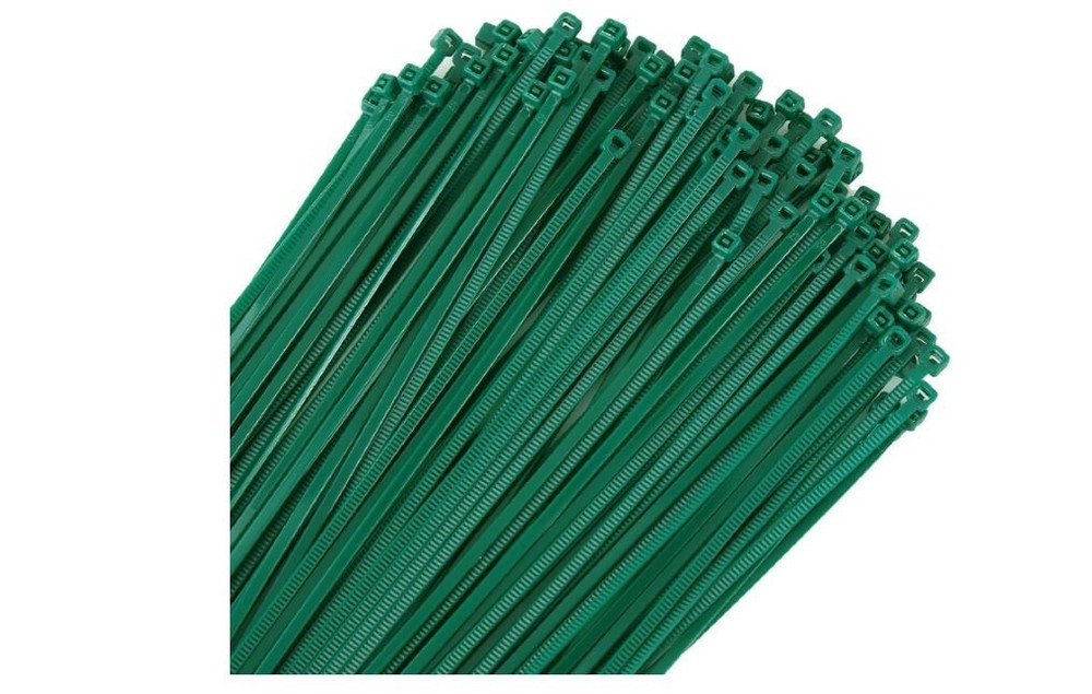 100 4-Inch Green UV-Resistant Nylon Cable Ties for Garden & Outdoor Use