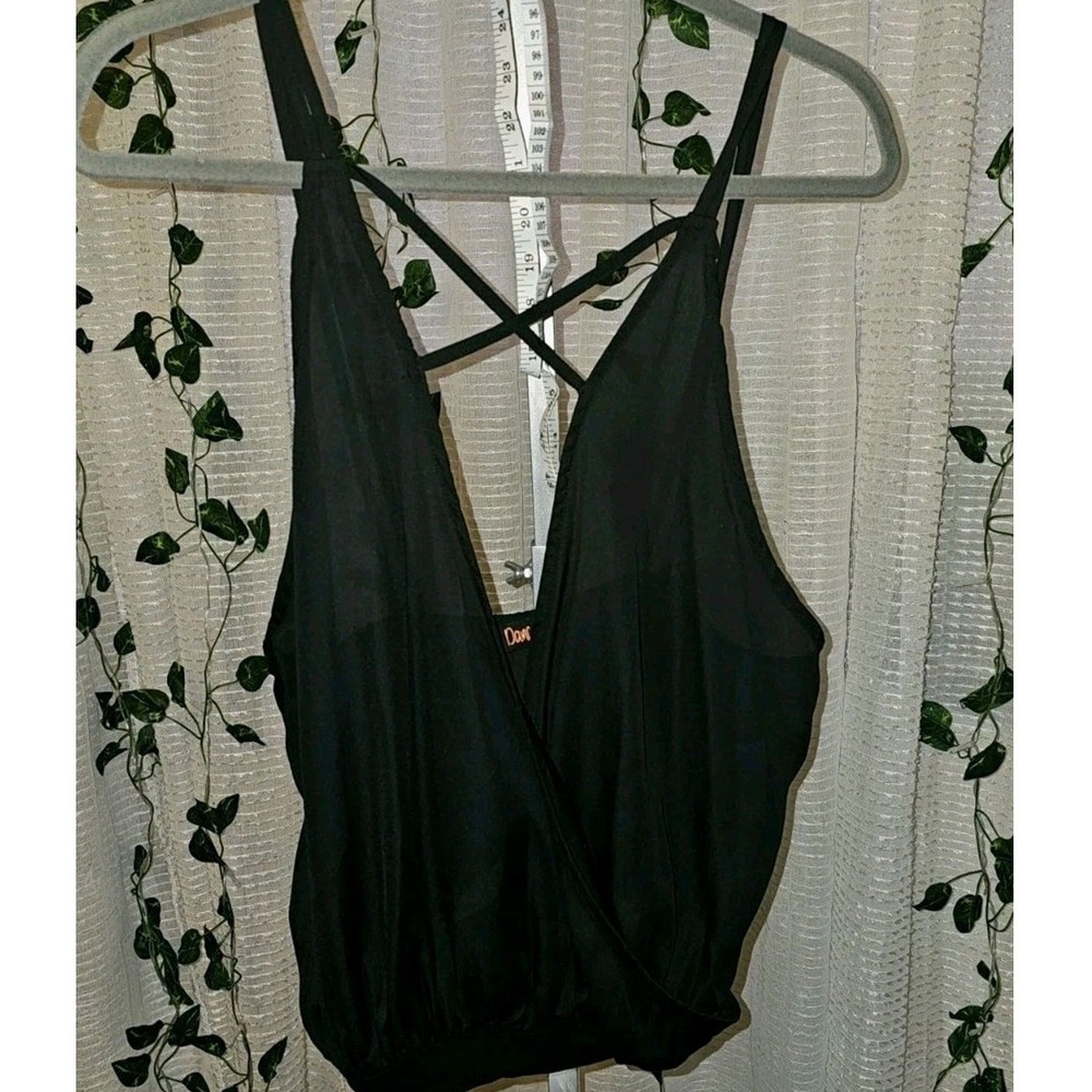 Dance & Marvel Black Halter Top Open Low Back Size S