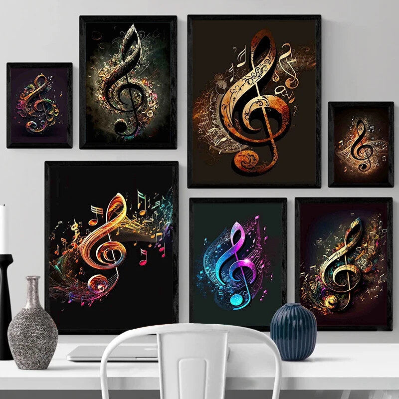 Abstract Musical Symbols Posters and Prints Picture Canvas Paintings Wall Art
