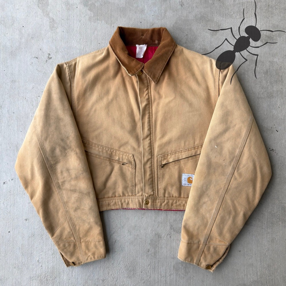 Carhartt brown cropped Detroit style work wear jacket Medium